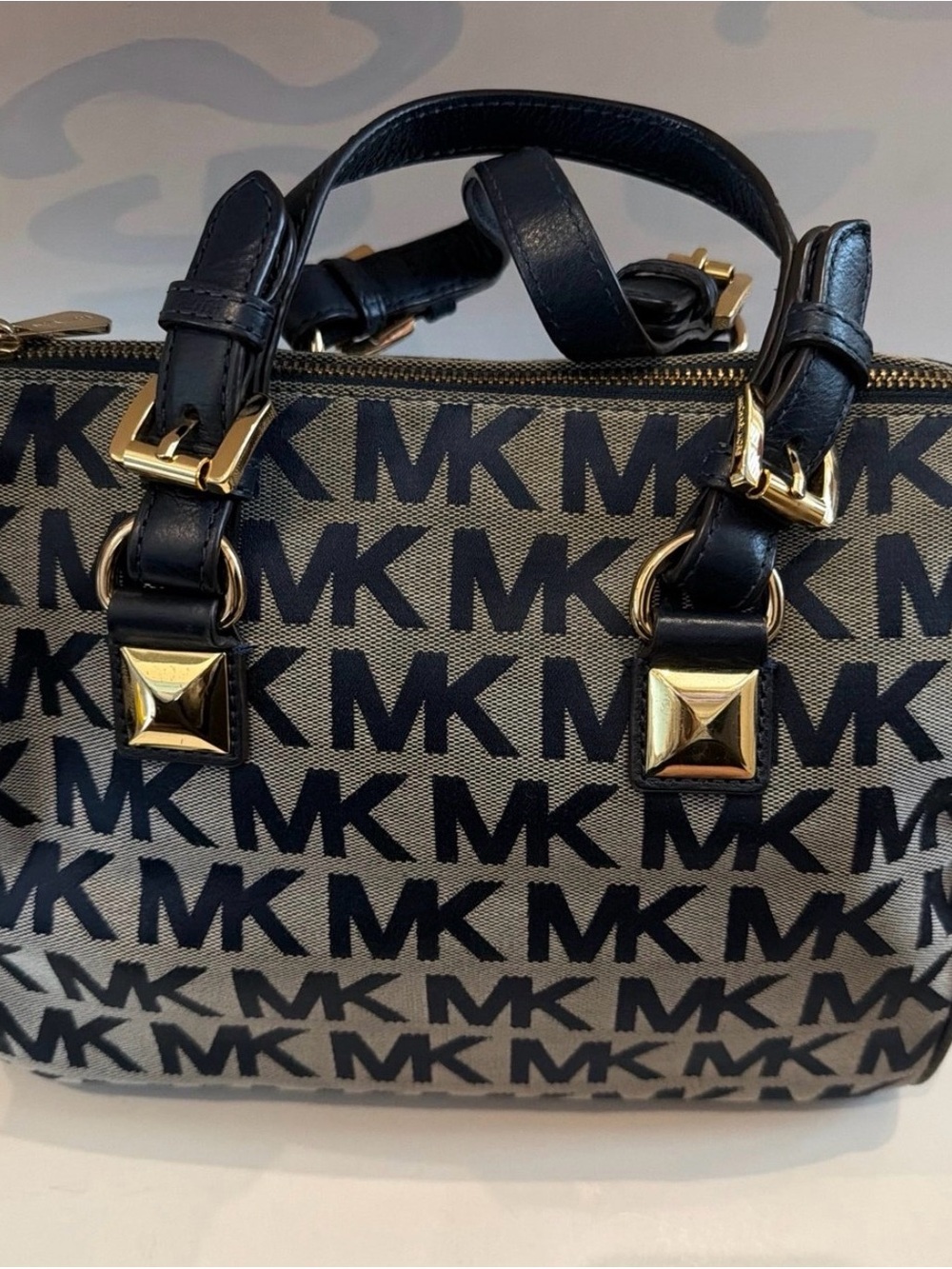 Michael Kors Signature MK Satchel with Gold Hardware